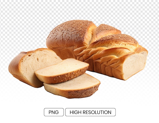 Fluffy bread isolated on a transparent background