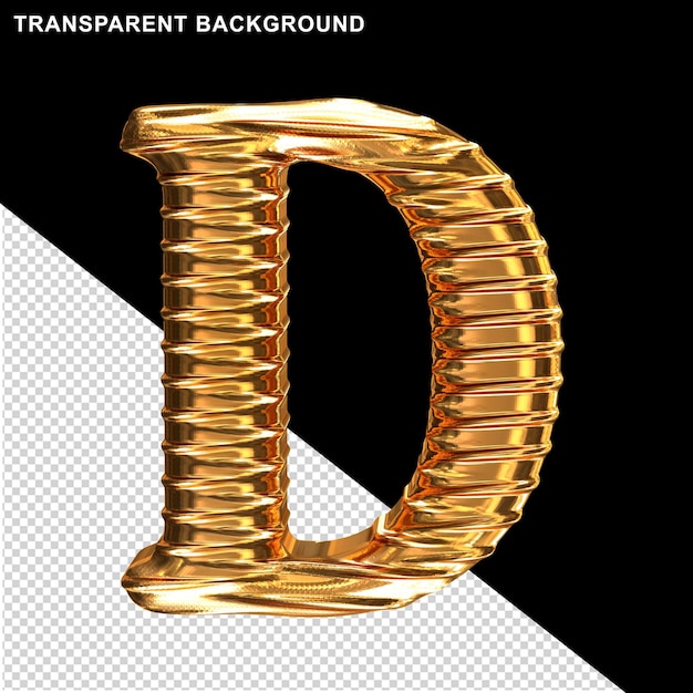 Fluted gold letter d