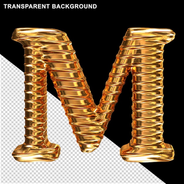 Fluted gold letter m