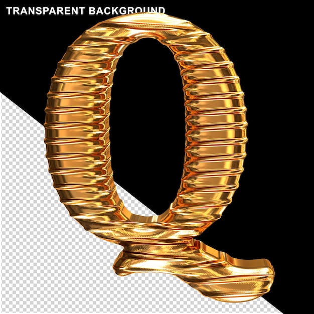 Fluted gold letter q