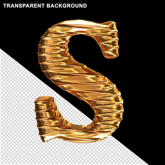 Fluted gold letter s