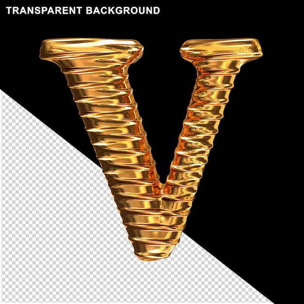 Fluted gold letter v