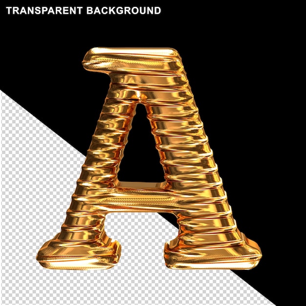 Fluted gold letter a