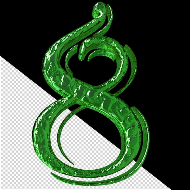 Fluted green symbol front view number 8