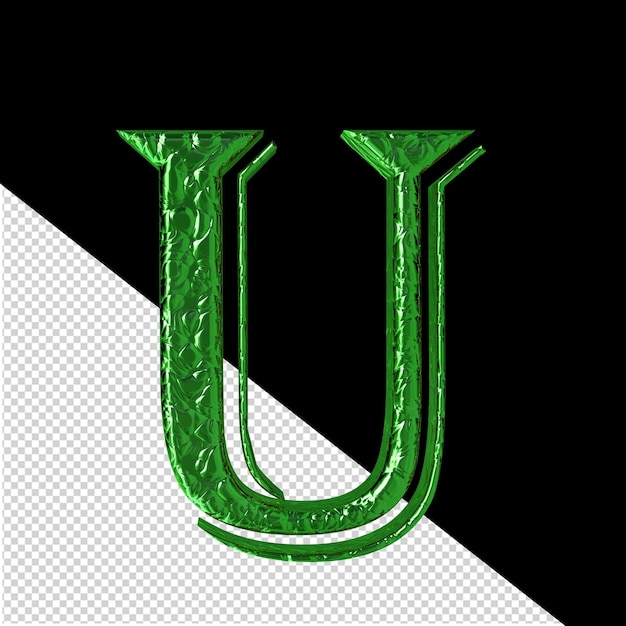 Fluted green symbol front viewletter u