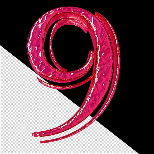 PSD fluted pink 3d symbol front view number 9