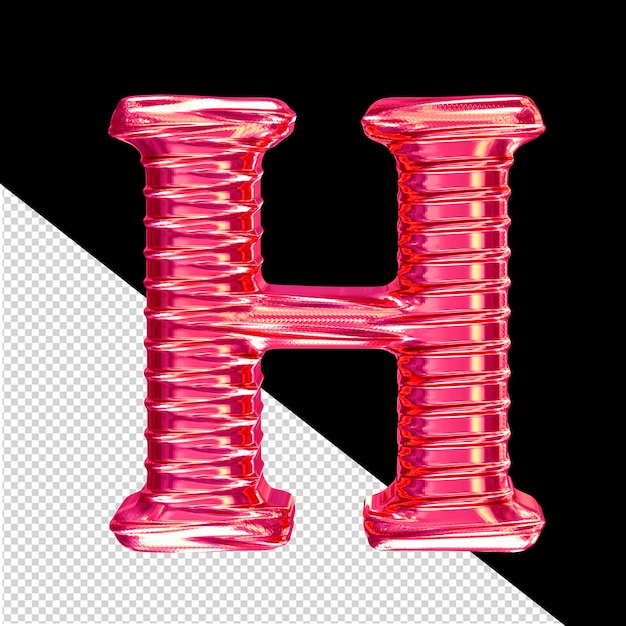 Fluted pink 3d symbol letter h