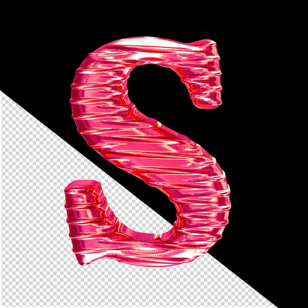 Fluted pink 3d symbol letter s