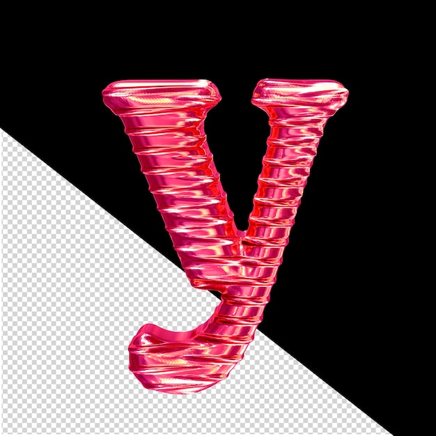 Fluted pink 3d symbol letter y