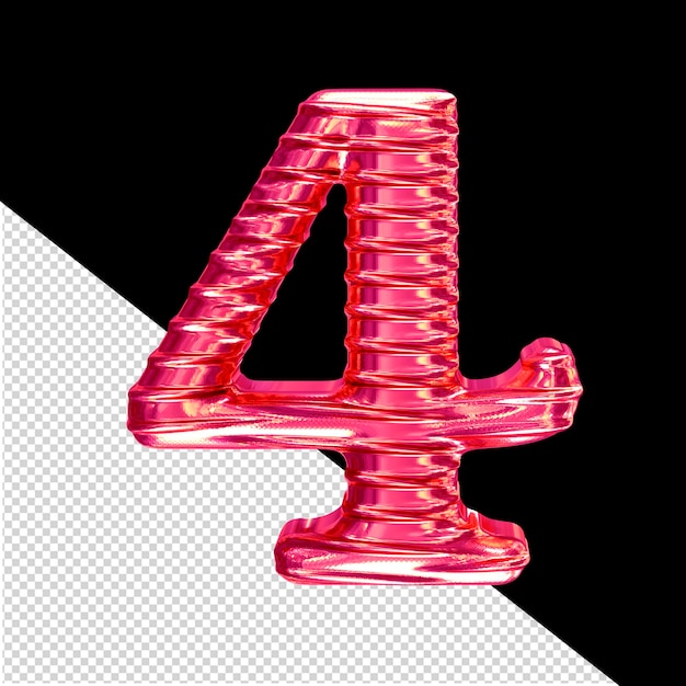 Fluted pink 3d symbol number 4