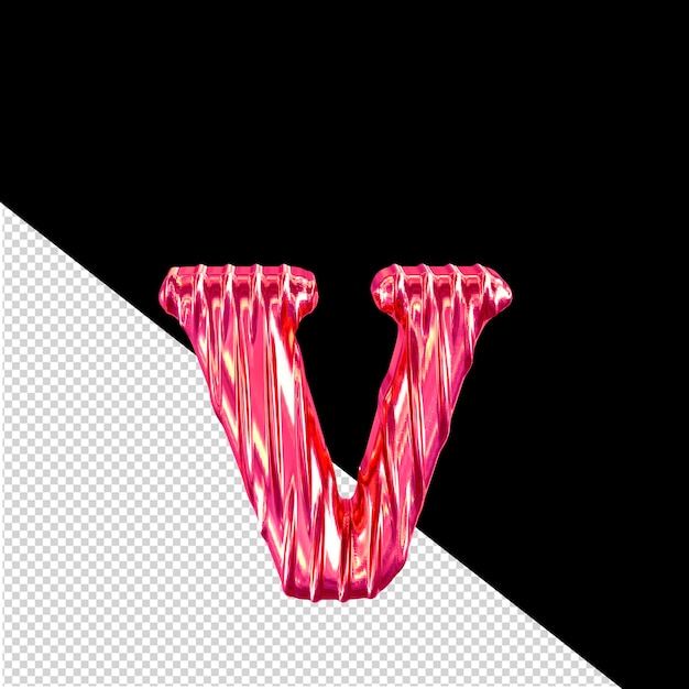 PSD fluted pink symbol letter v