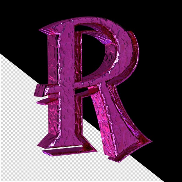 Fluted purple symbol left side view letter r