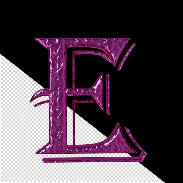 Fluted purple symbol letter e