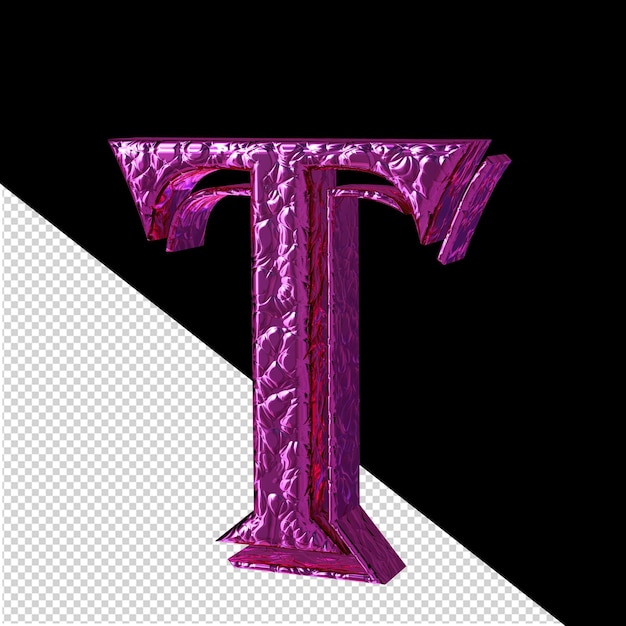 Fluted purple symbol right side view letter t