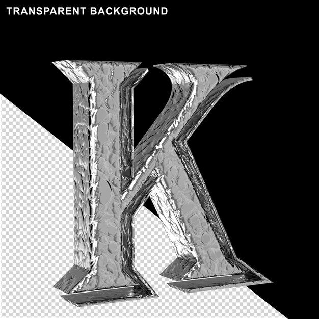 Fluted silver letters left side view letter k