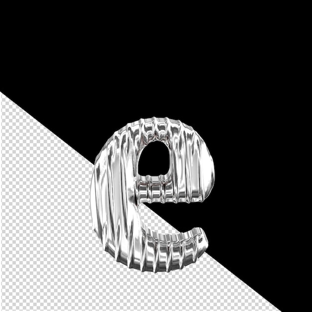 PSD fluted silver symbol letter e