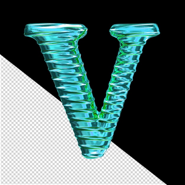 Fluted turquoise symbol letter v