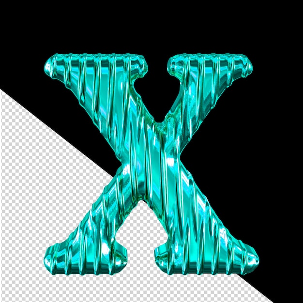 PSD fluted turquoise symbol letter x