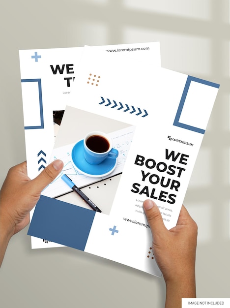 Flyer A4 With Hand Mockup