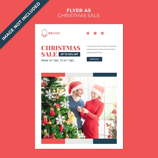 Flyer cover template for christmas sale discount