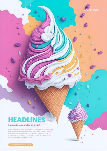 Flyer design with abstract ice cream illustration