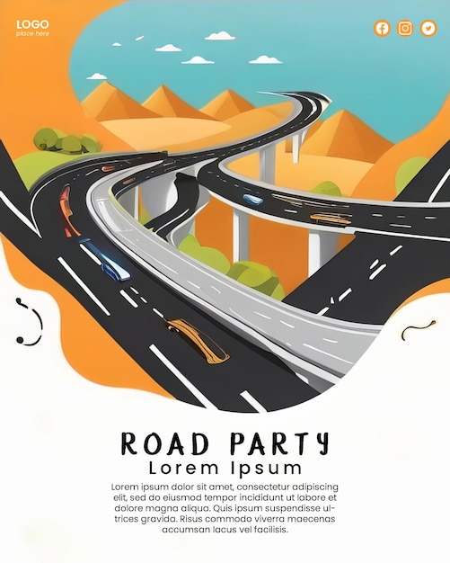 Flyer design with abstract road illustration