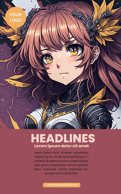 Flyer design with anime girl illustration