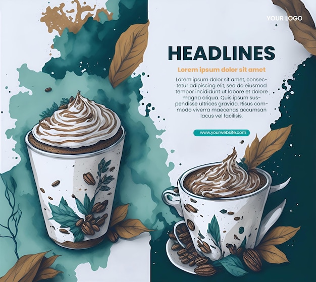 Flyer design with coffee illustration