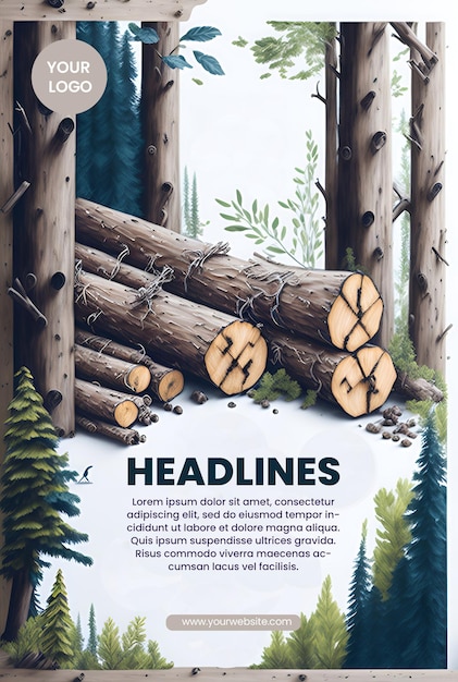 Flyer design with logs illustration