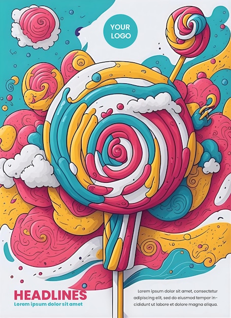 Flyer design with lollipop illustration