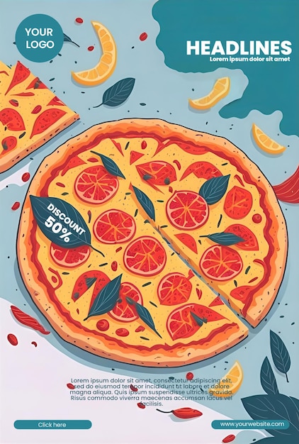 Flyer design with pizza illustration