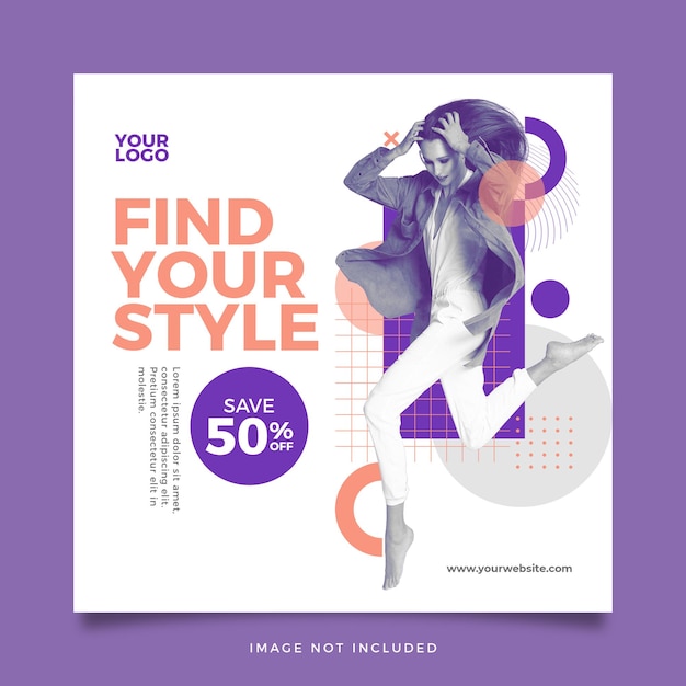 A flyer for a fashion magazine with a woman dancing and a purple background.