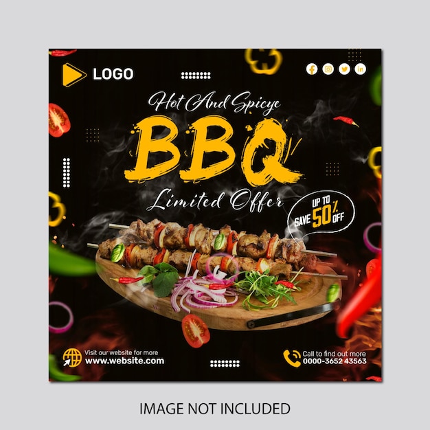 A flyer for hot spring bbq instagram banner post design template