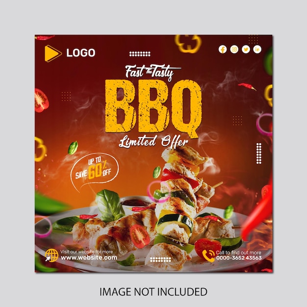 A flyer for hot spring bbq instagram banner post design template