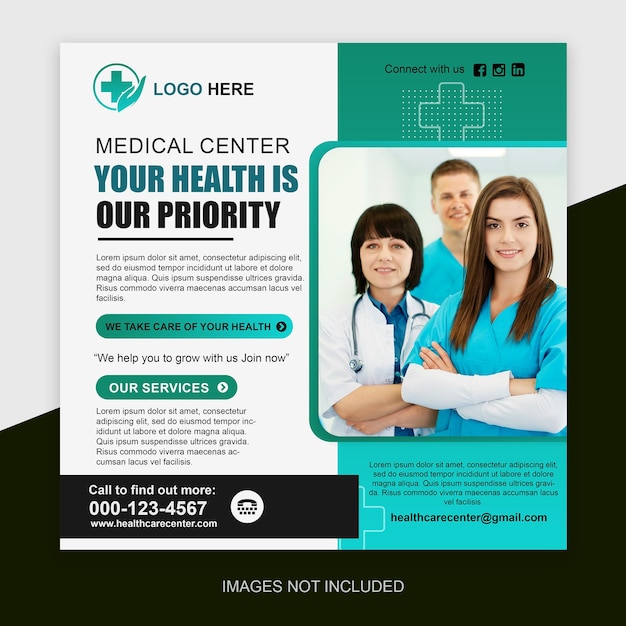 A flyer for medical center your health is our priority.