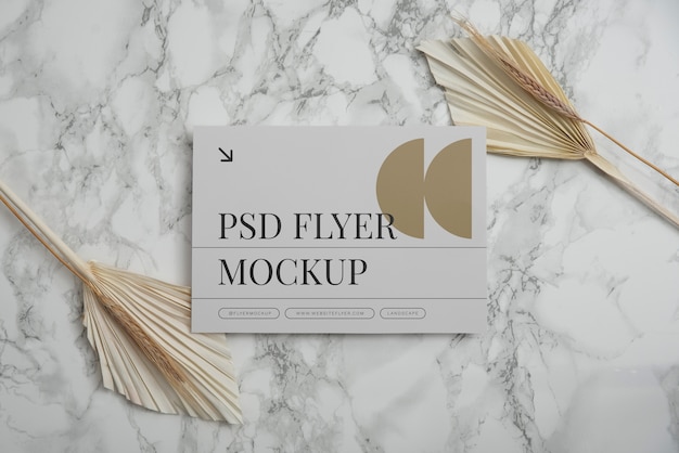 Flyer mock-up with elegant and luxurious flowers