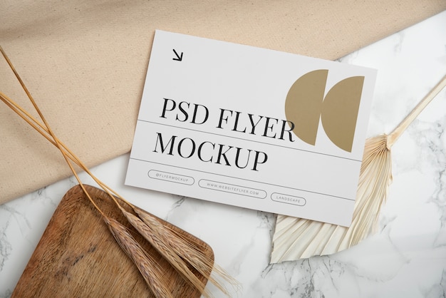 Flyer mock-up with elegant and luxurious flowers