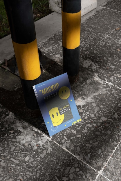 Flyer mockup design on the street