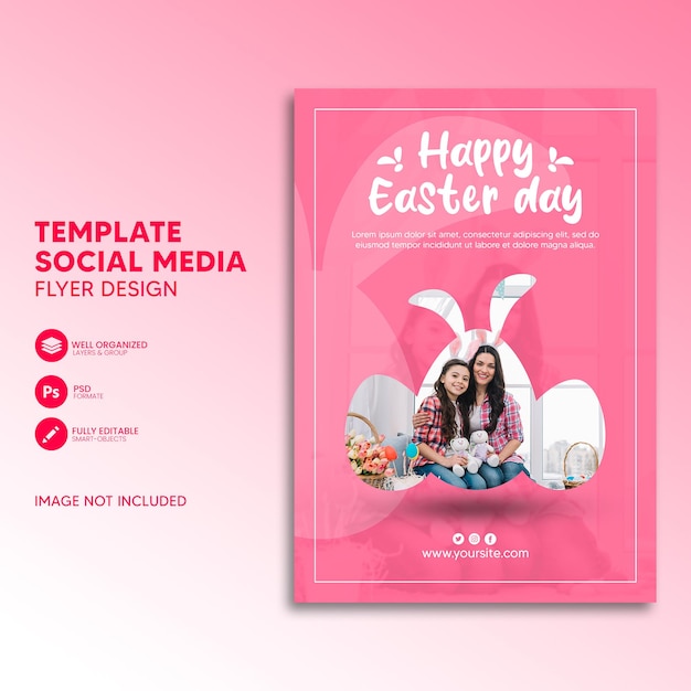 PSD flyer template for easter celebration