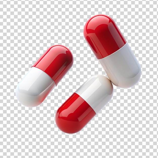 Flying 3 capsules isolated on transparent background