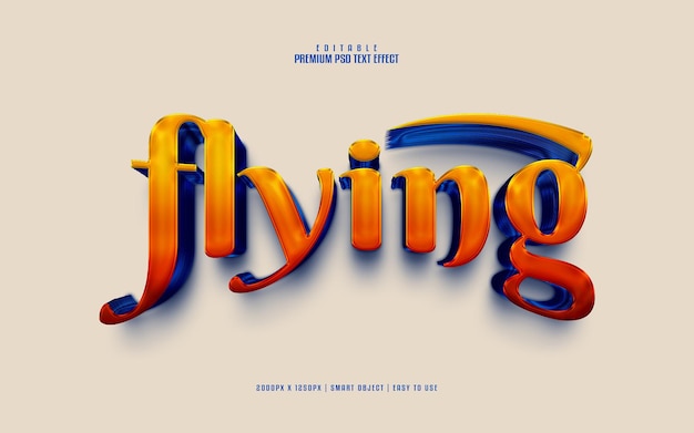 Flying 3d editable premium psd text effect