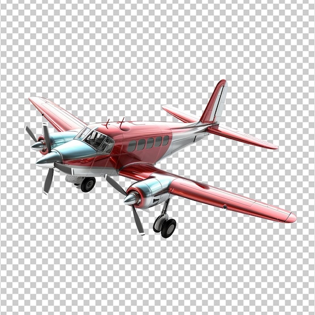 flying airplane on transparent background 3d rendering illustration on white background