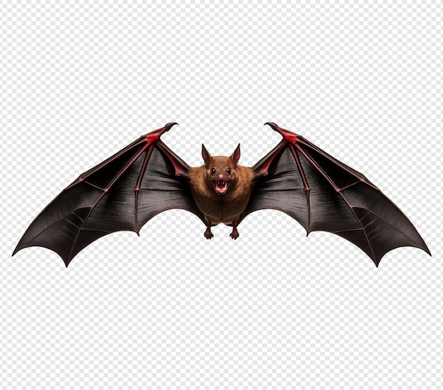 PSD flying bat with spread wings realistic halloween creature illustration