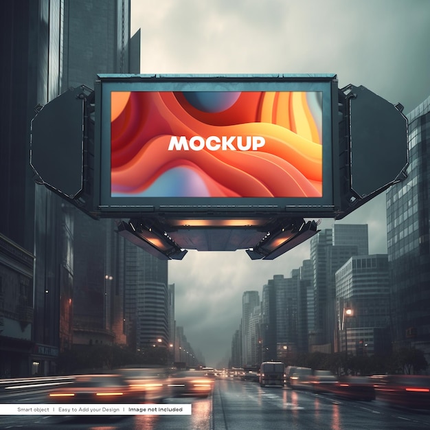 PSD flying billboard mockup