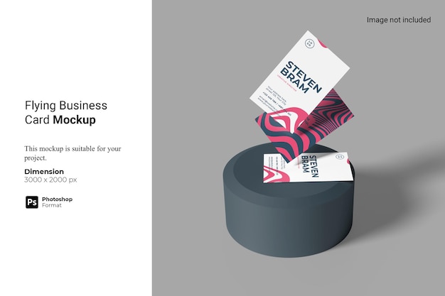 PSD flying business card 3d realistic psd mockup