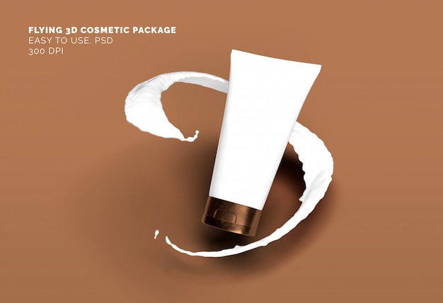 Flying cosmetic tube mockup