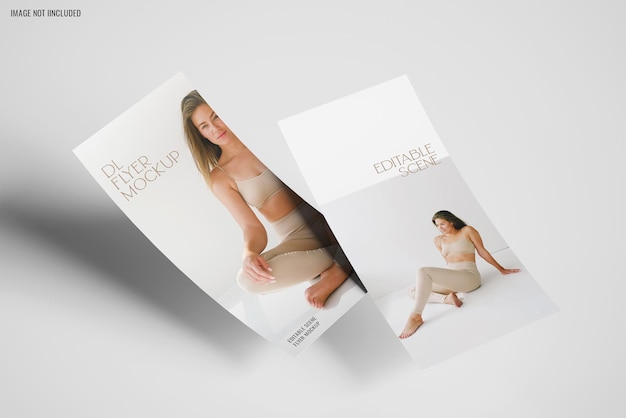 flying DL Flyers mockup editable psd