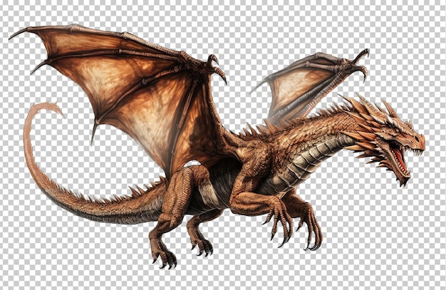 Flying Dragon Isolated on Transparent Background