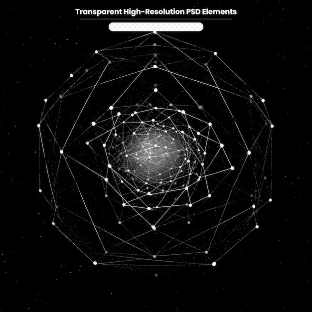 Flying earth network interface 3D rendering on transparent background