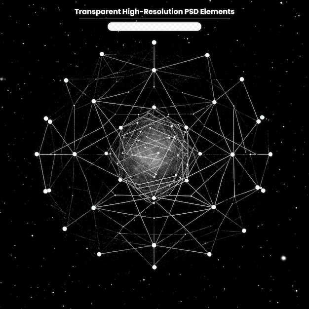 Flying earth network interface 3D rendering on transparent background